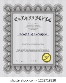 Grey Certificate template. Customizable, Easy to edit and change colors. With great quality guilloche pattern. Excellent design. 