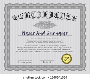 Grey Certificate template. Customizable, Easy to edit and change colors. With great quality guilloche pattern. Excellent design. 