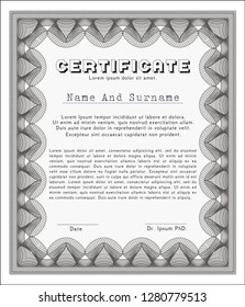 Grey Certificate template. Customizable, Easy to edit and change colors. With complex background. Money Pattern design. 