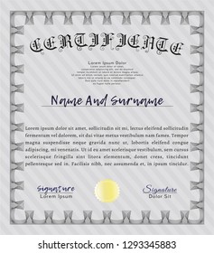 Grey Certificate template. Customizable, Easy to edit and change colors. With complex linear background. Cordial design. 