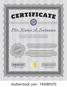 Grey Certificate template. Customizable, Easy to edit and change colors. With great quality guilloche pattern. Sophisticated design. 