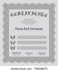 Grey Certificate template. Detailed. With background. Modern design. 