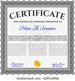 Grey Certificate template. Detailed. Nice design. Printer friendly. 