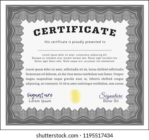 Grey Certificate template. Detailed. With quality background. Lovely design. 
