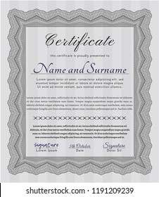 Grey Certificate template or diploma template. Artistry design. Printer friendly. Customizable, Easy to edit and change colors. 