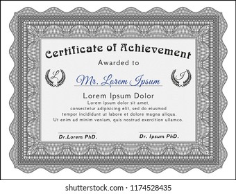 Grey Certificate template or diploma template. With background. Money design. Customizable, Easy to edit and change colors. 