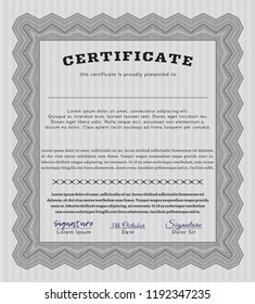 Grey Certificate template or diploma template. With background. Detailed. Good design. 