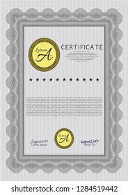 Grey Certificate template or diploma template. With background. Modern design. Customizable, Easy to edit and change colors. 