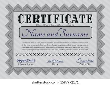 Grey Certificate template or diploma template. With background. Lovely design. Customizable, Easy to edit and change colors. 
