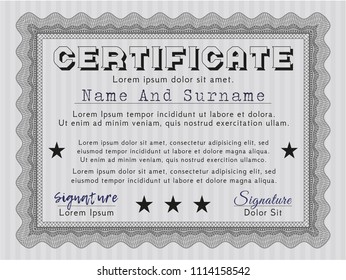 Grey Certificate template or diploma template. With complex background. Customizable, Easy to edit and change colors. Excellent design. 