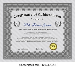 Grey Certificate template or diploma template. With complex background. Customizable, Easy to edit and change colors. Superior design. 
