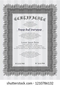 Grey Certificate template or diploma template. Complex background. Good design. Vector illustration. 
