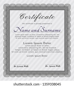 Grey Certificate template or diploma template. Complex background. Perfect design. Customizable, Easy to edit and change colors. 