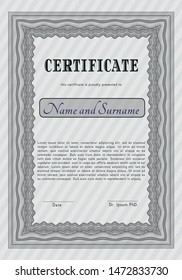 Grey Certificate template or diploma template. With complex linear background. Lovely design. Customizable, Easy to edit and change colors. 