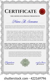 Plantilla de certificado gris o plantilla de diploma. Fondo complejo. Patrón vectorial que se utiliza en moneda y diplomas.Diseño superior. 