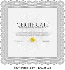 Grey Certificate template or diploma template. Complex background. Beauty design. Vector pattern that is used in currency and diplomas.