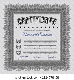 Grey Certificate template or diploma template. Customizable, Easy to edit and change colors. Complex background. Lovely design. 