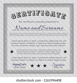 Grey Certificate template or diploma template. Customizable, Easy to edit and change colors. With great quality guilloche pattern. Modern design. 