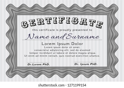 Grey Certificate template or diploma template. Customizable, Easy to edit and change colors. Printer friendly. Elegant design. 