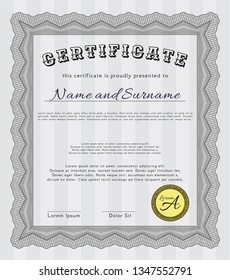 Grey Certificate template or diploma template. Customizable, Easy to edit and change colors. With background. Good design. 