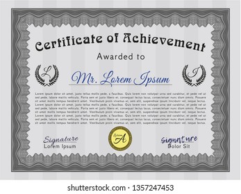 Grey Certificate template or diploma template. Customizable, Easy to edit and change colors. Easy to print. Superior design. 