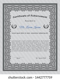 Grey Certificate template or diploma template. Customizable, Easy to edit and change colors. With background. Elegant design. 