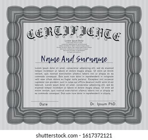 Grey Certificate template or diploma template. Customizable, Easy to edit and change colors. With linear background. Good design. 