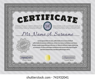 Grey Certificate template or diploma template. Customizable, Easy to edit and change colors. With quality background. Elegant design. 
