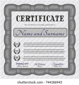 Grey Certificate template or diploma template. Customizable, Easy to edit and change colors. With great quality guilloche pattern. Modern design. 