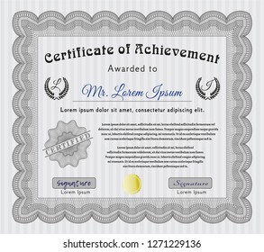 Grey Certificate template or diploma template. Detailed. Easy to print. Retro design. 