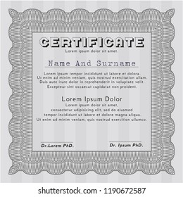 Grey Certificate template or diploma template. Easy to print. Money Pattern design. Vector illustration. 