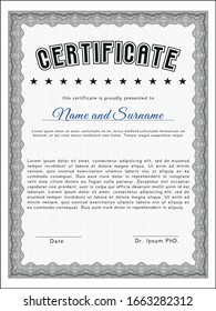Grey Certificate template or diploma template. Easy to print. Vector illustration. Good design. 