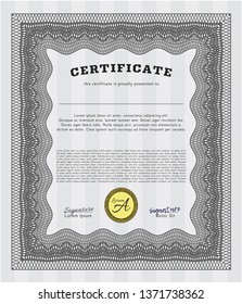 Grey Certificate template or diploma template. Elegant design. Complex background. Customizable, Easy to edit and change colors. 