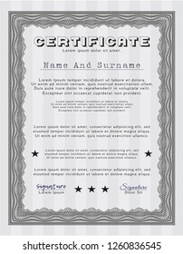 Grey Certificate template or diploma template. Excellent design. Vector illustration. With quality background. 