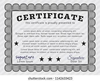 Grey Certificate template or diploma template. With great quality guilloche pattern. Money Pattern. Detailed. 