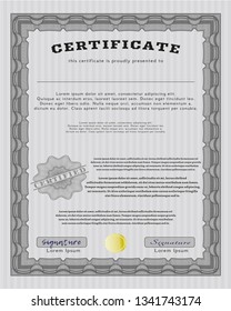 Grey Certificate template or diploma template. With great quality guilloche pattern. Retro design. Customizable, Easy to edit and change colors. 