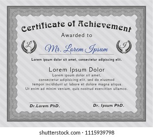 Grey Certificate template or diploma template. With guilloche pattern and background. Lovely design. Customizable, Easy to edit and change colors. 