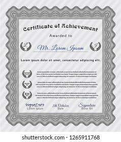 Grey Certificate template or diploma template. With guilloche pattern and background. Customizable, Easy to edit and change colors. Perfect design. 