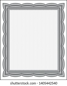 Grey Certificate template or diploma template. With guilloche pattern and background. Vector illustration. Nice design. 