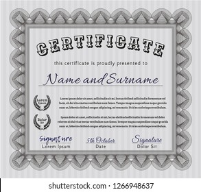 Grey Certificate template or diploma template. With linear background. Customizable, Easy to edit and change colors. Good design. 