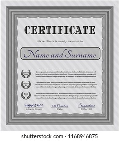 Grey Certificate template or diploma template. Modern design. With great quality guilloche pattern. Customizable, Easy to edit and change colors. 
