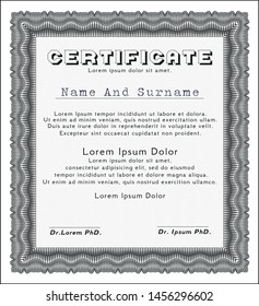 Grey Certificate template or diploma template. Modern design. Vector illustration. With complex background. 