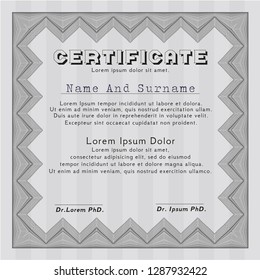 Grey Certificate template or diploma template. Money Pattern. Complex background. Detailed. 