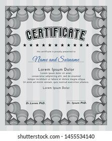 Grey Certificate template or diploma template. Money design. Printer friendly. Customizable, Easy to edit and change colors. 