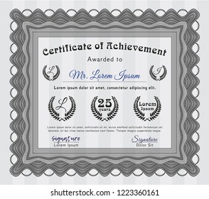 Grey Certificate template or diploma template. Nice design. Easy to print. Detailed. 