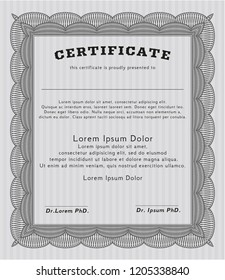 Grey Certificate template or diploma template. Perfect design. Complex background. Detailed. 