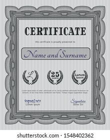 Grey Certificate template or diploma template. Printer friendly. Customizable, Easy to edit and change colors. Nice design. 