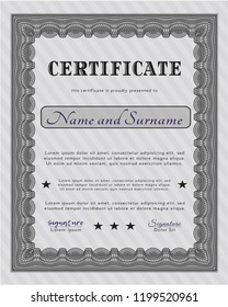 Grey Certificate template or diploma template. With quality background. Detailed. Good design. 