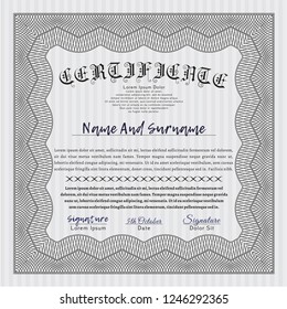 Grey Certificate template or diploma template. With quality background. Nice design. Vector illustration. 