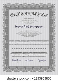 Grey Certificate template or diploma template. With quality background. Vector illustration. Retro design. 